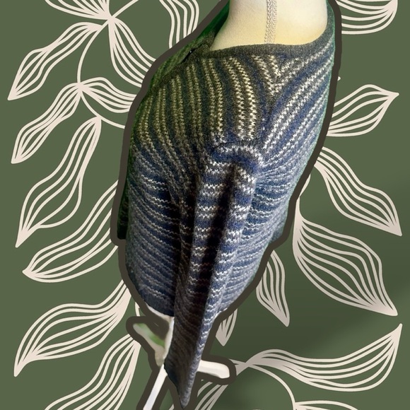 Old Navy Vintage Y2K 100% Lambswool Charcoal Gray Striped Zip-Up Cardigan Size M - Picture 5 of 14